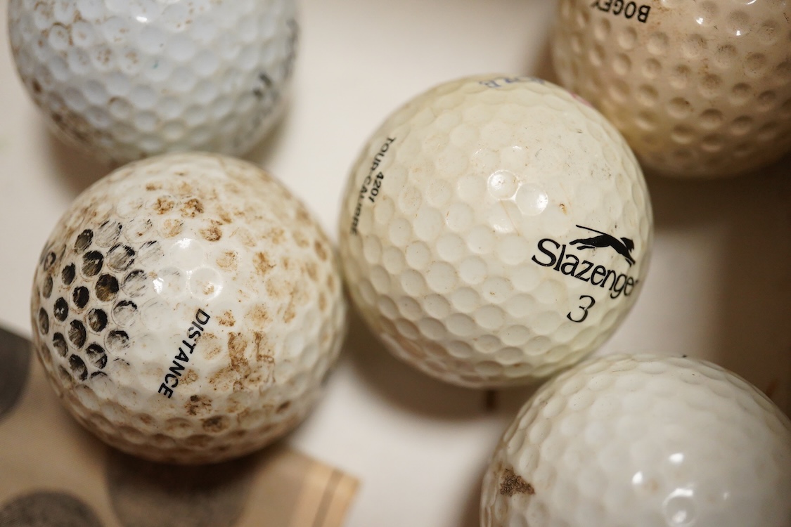 A box of vintage golf balls to include Dunlop